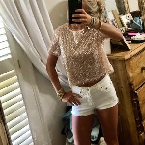 Pink sequined top
